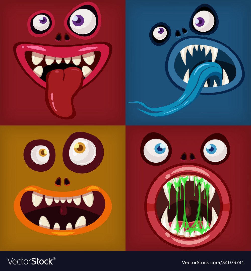 Set monsters mouths creepy and scary funny jaws