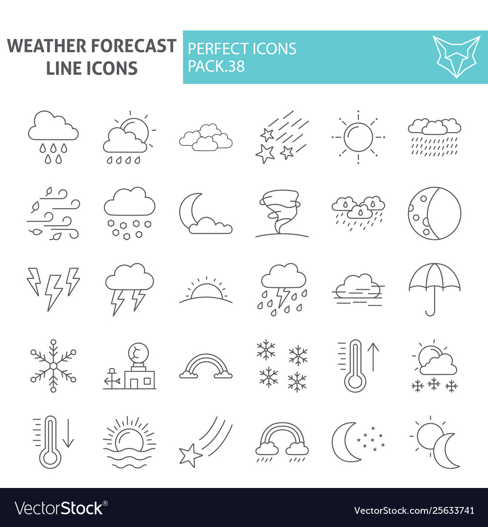 Weather forecast thin line icon set climate