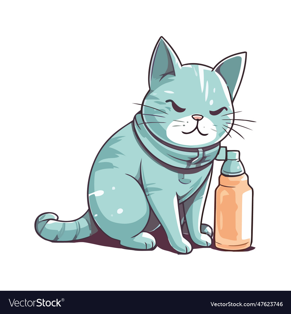 Cute blue kitten sitting Royalty Free Vector Image