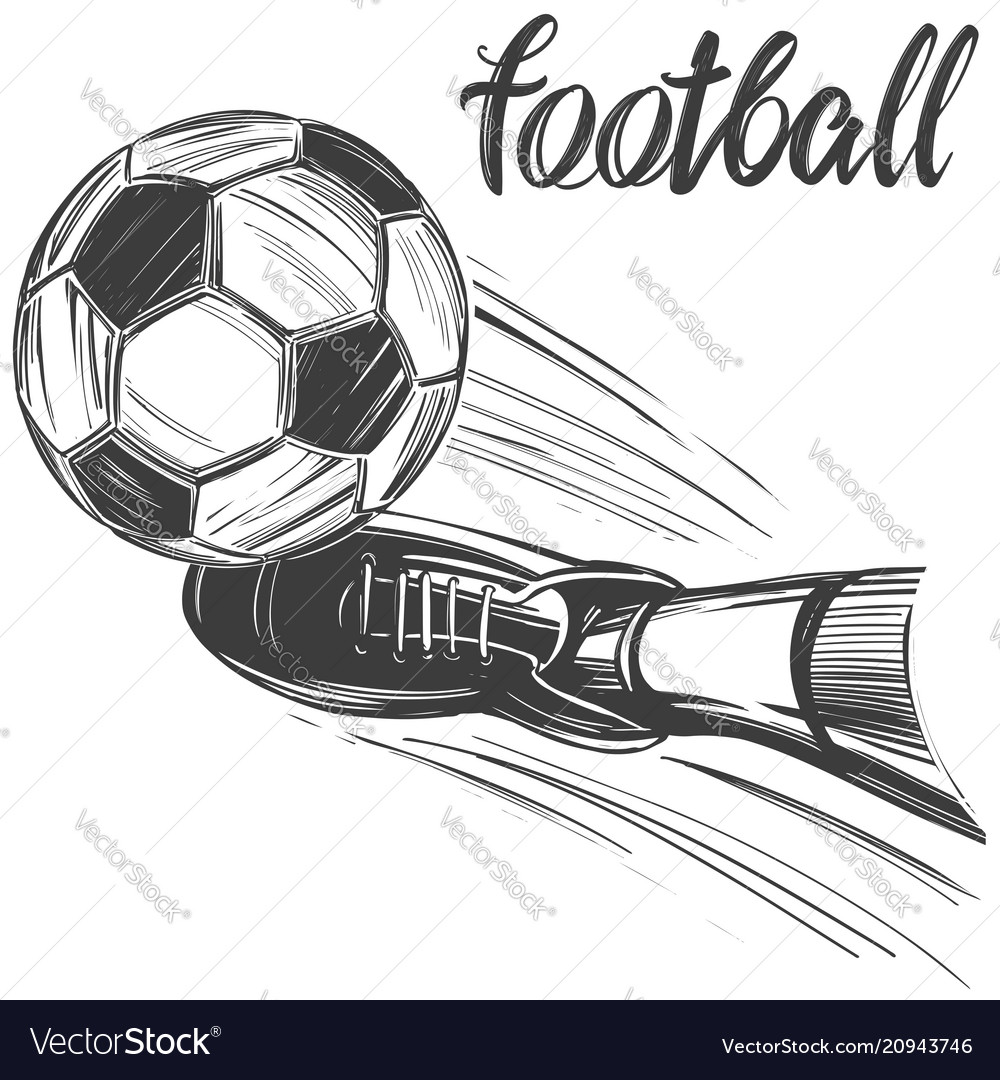 Football soccer ball sports game calligraphic vector image Football soccer ball sports game calligraphic