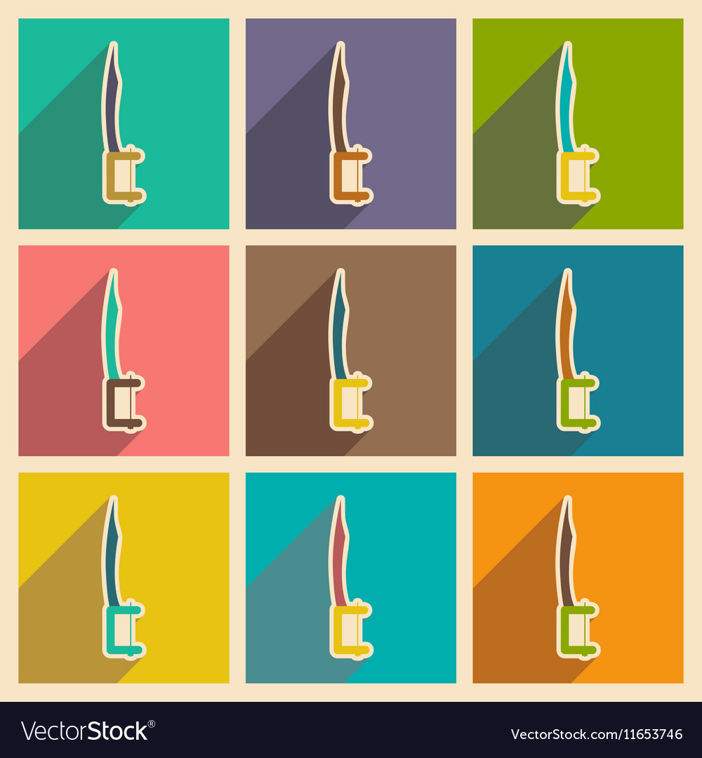 Icons of dental instruments in flat style