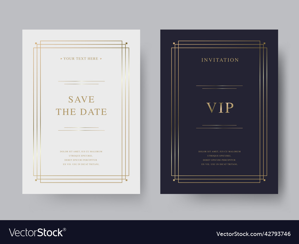 Luxury vintage golden invitation card template Vector Image