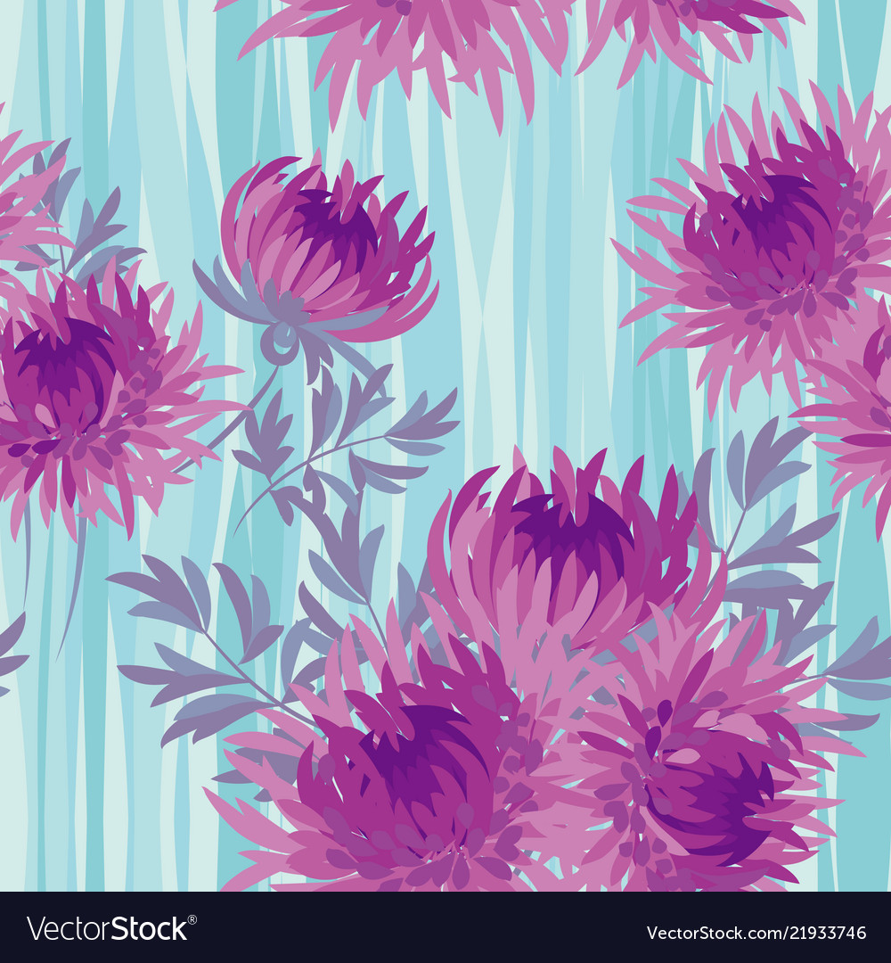 Pink Bright Autumn Flowers Seamless Pattern Vector Image