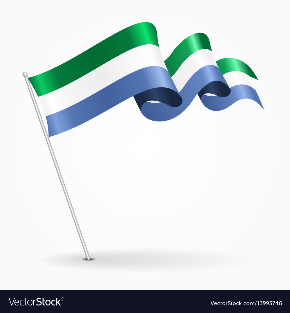 Sierra leone pin wavy flag Royalty Free Vector Image