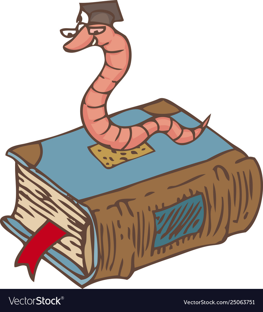 bookworm on closed book with bookmark royalty free vector