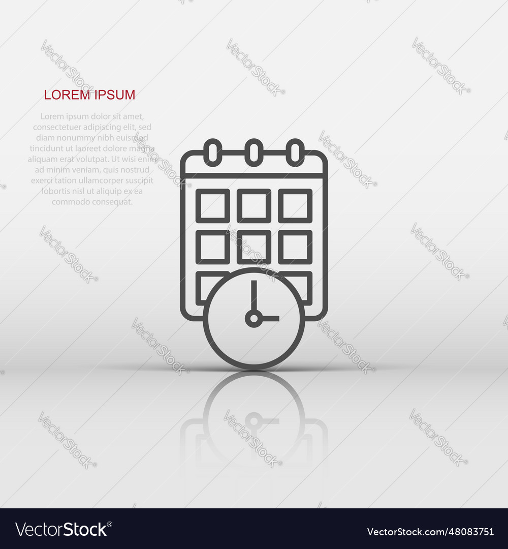 Calendar with clock icon in flat style agenda Vector Image