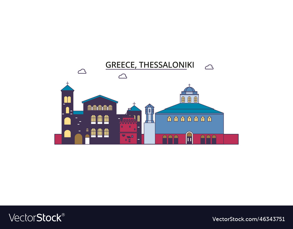 Greece thessaloniki tourism landmarks Royalty Free Vector