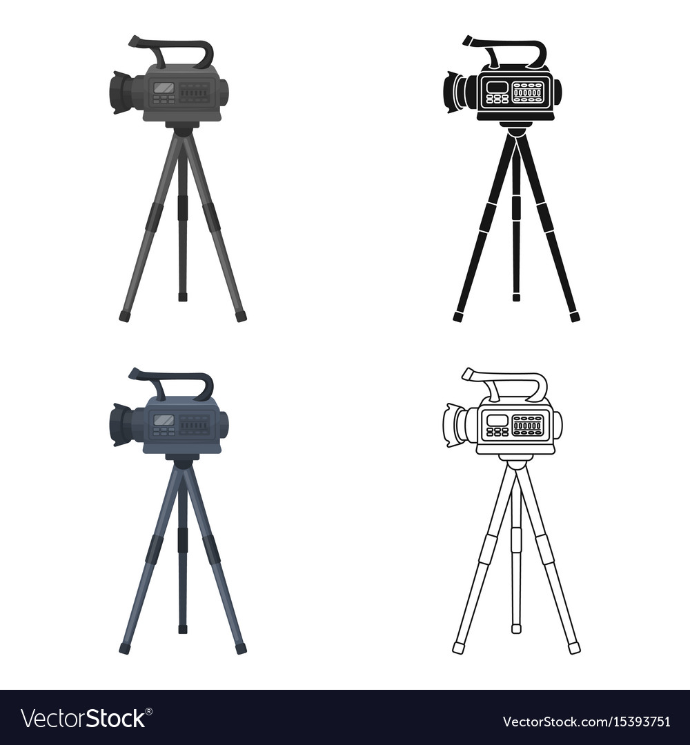 Movie camera on a tripod making single