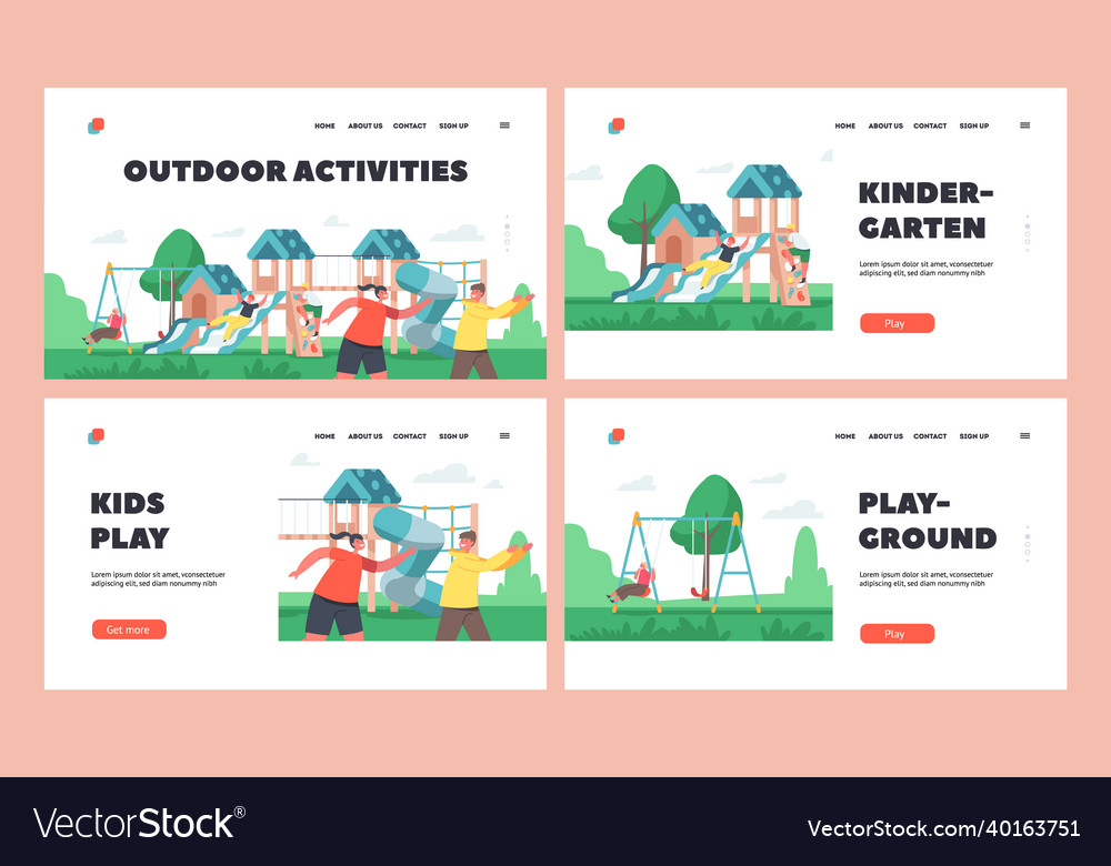 Outdoor activities landing page template set Vector Image