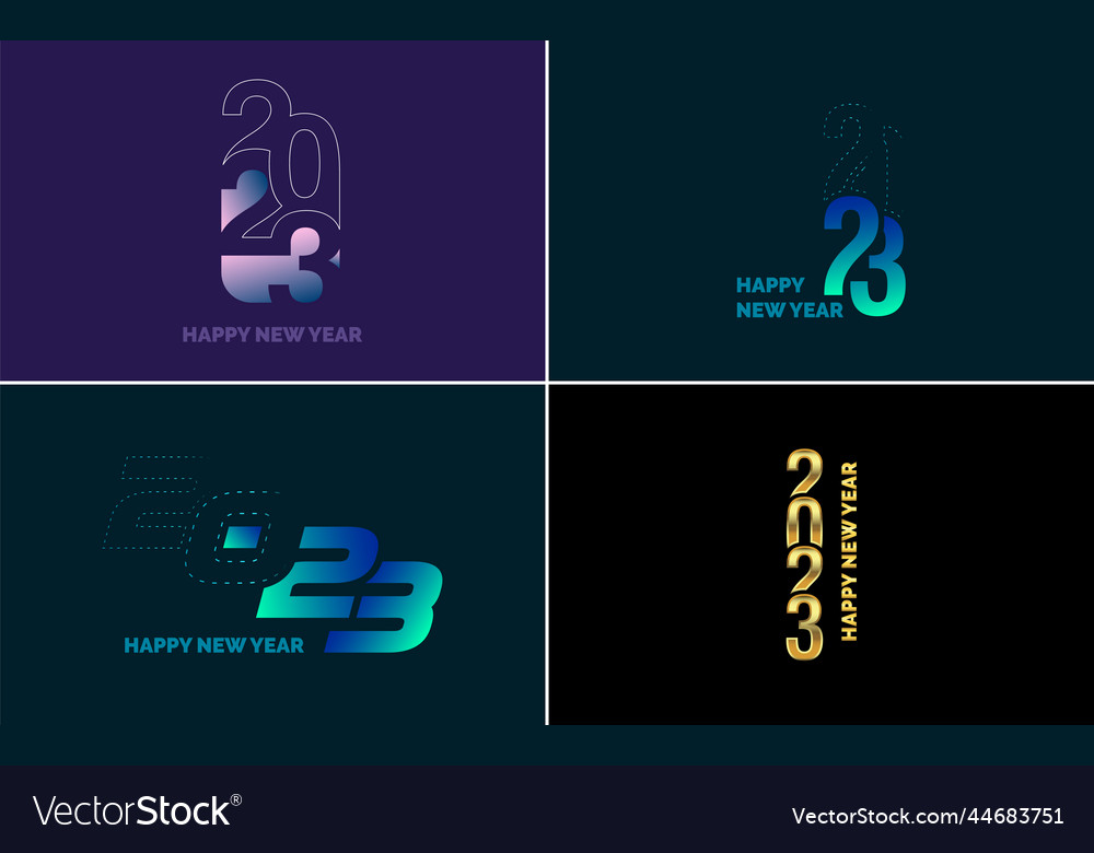 Set of logo design 2023 happy new year 2023 Vector Image