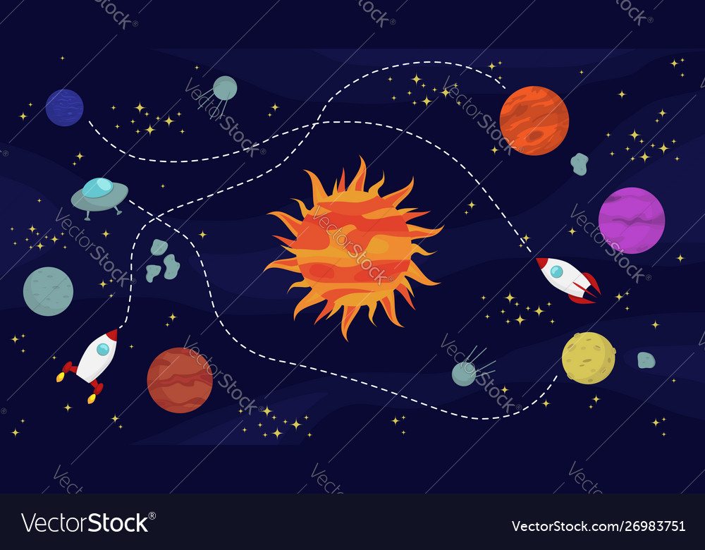 Space background with sun Royalty Free Vector Image