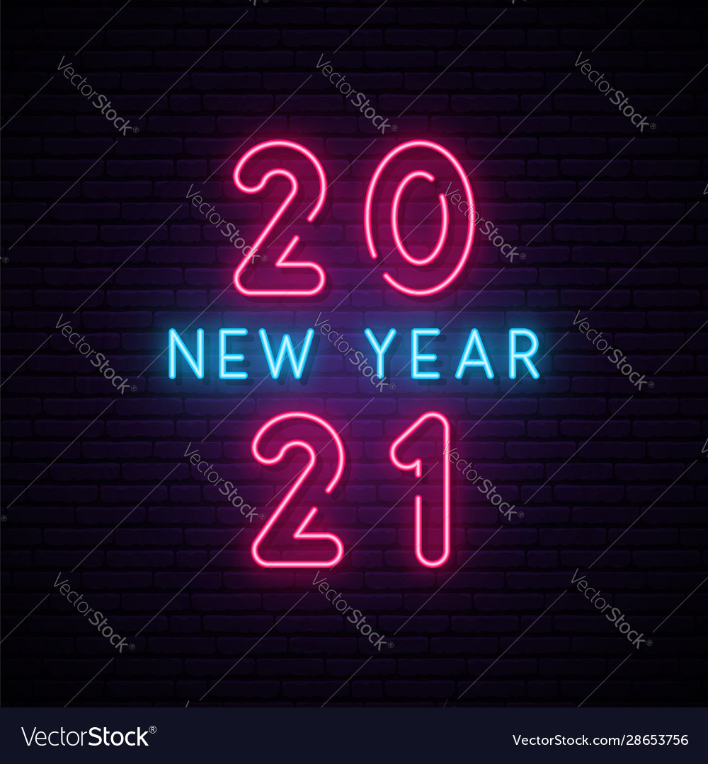 2021 neues Jahr Neon Signboard festlichen Banner