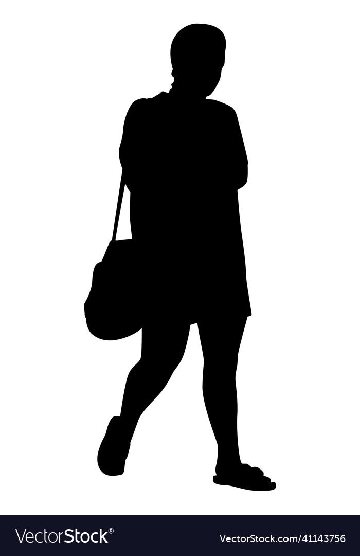 Chubby Woman Silhouette Isolated On White Vector Image 8611