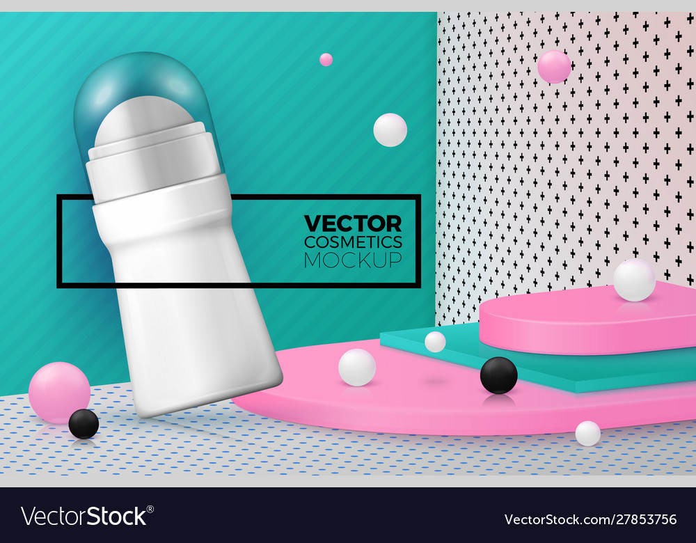 Corner wall podium and deodorant bottle