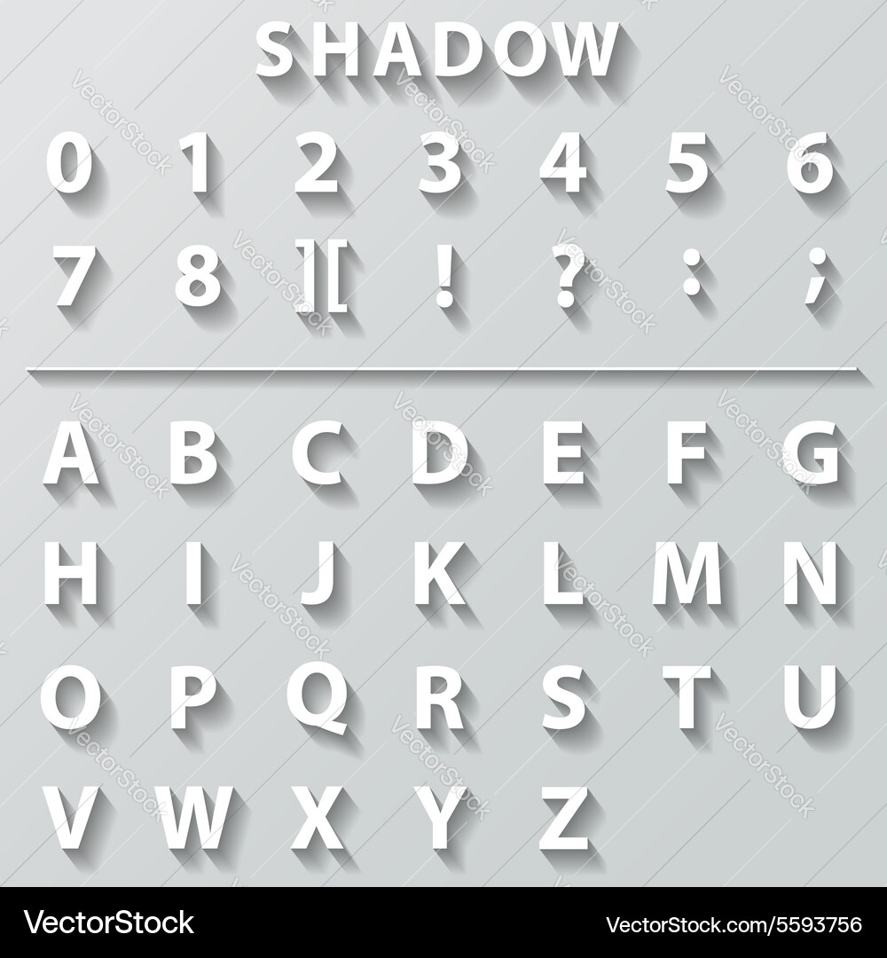 Flat font with long shadow effect Royalty Free Vector Image