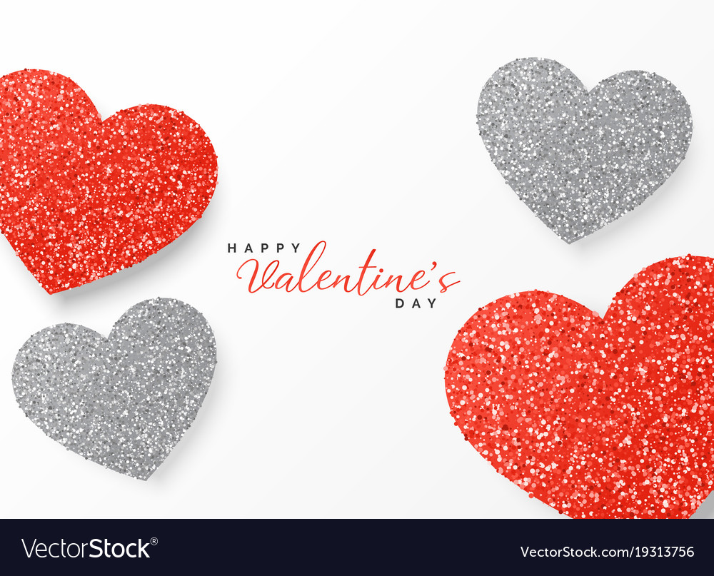 Happy valentines day greeting template glitter