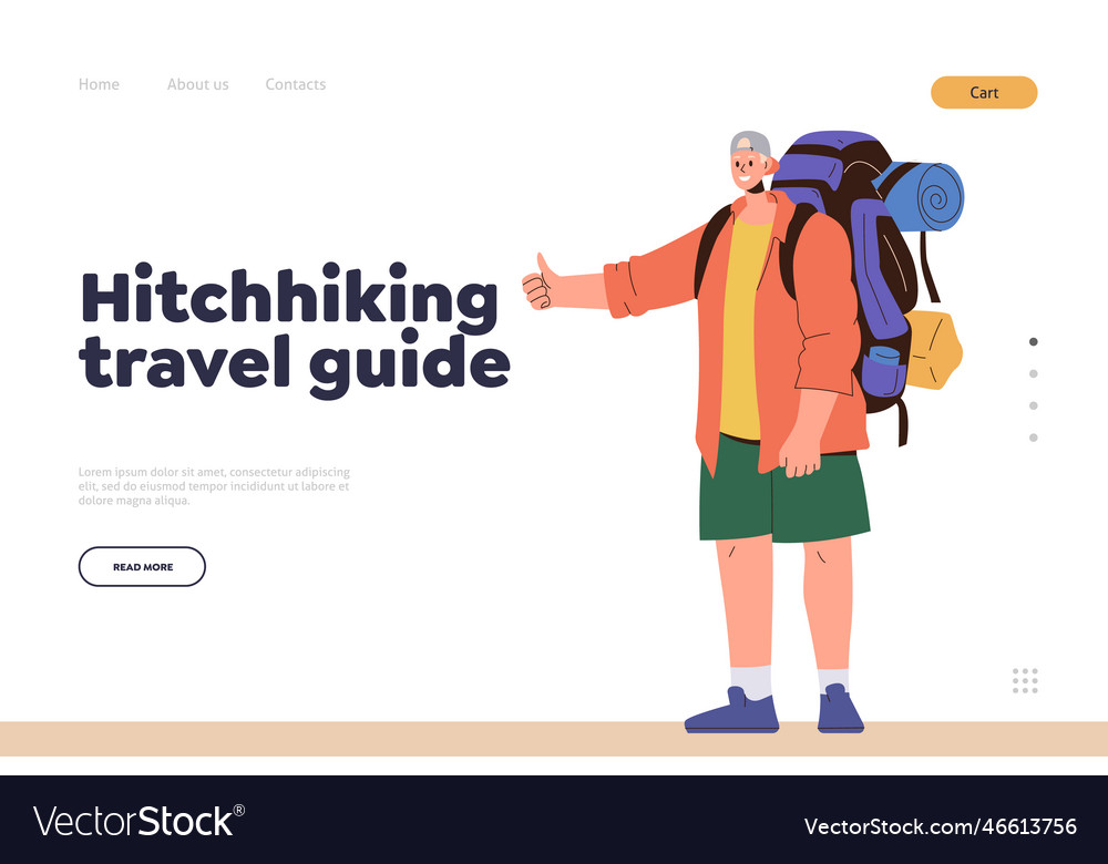 Hitchhiking travel guide landing page design