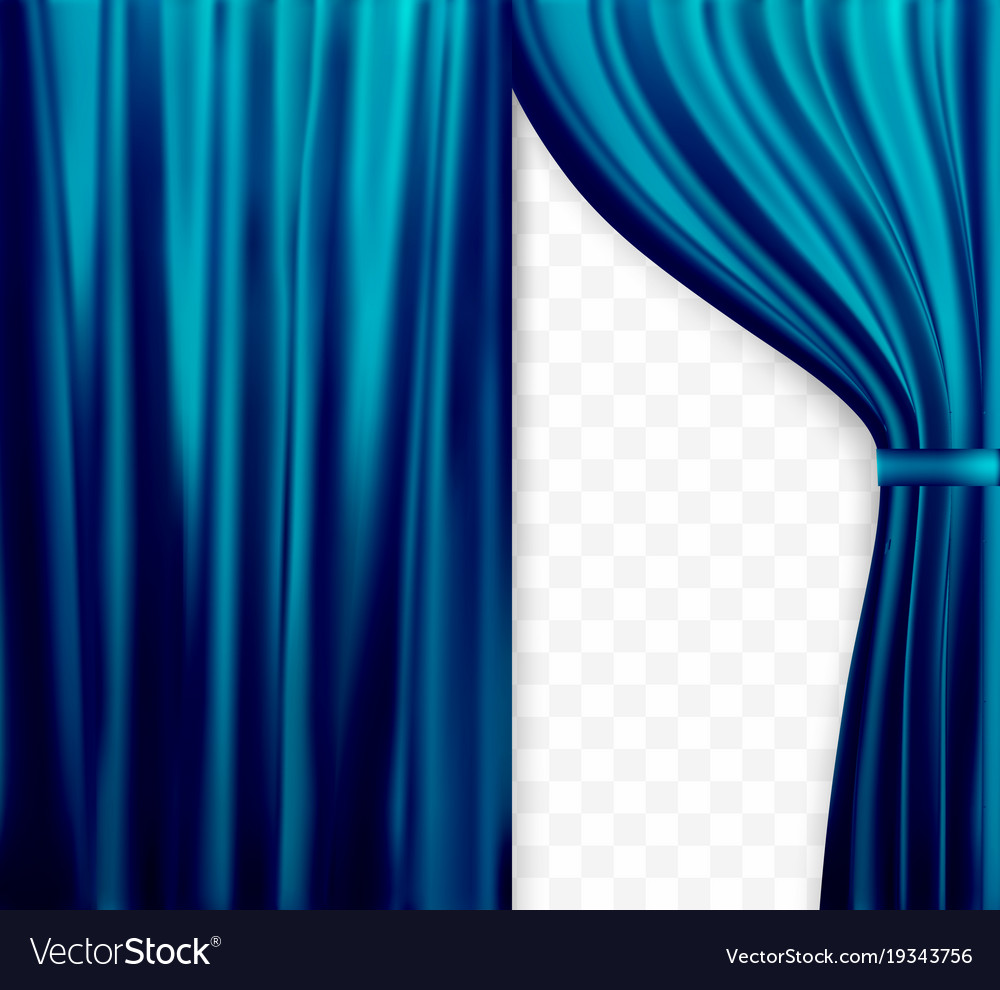 Naturalistic image of curtain open curtains blue