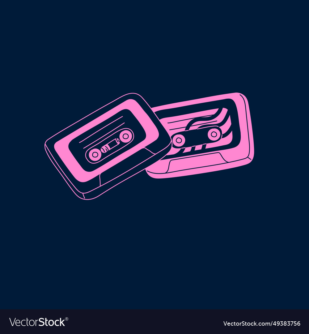 Old Tape Cassettes Musical Sound Mixtape Retro Vector Image