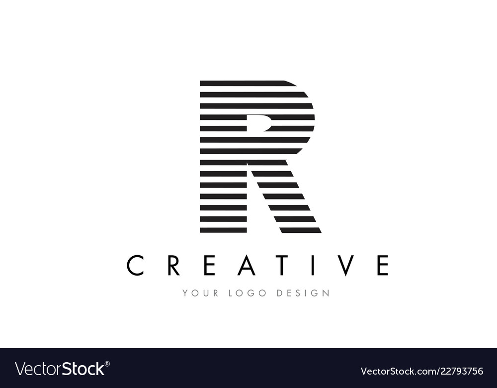 R zebra letter logo design with black and white Vector Image