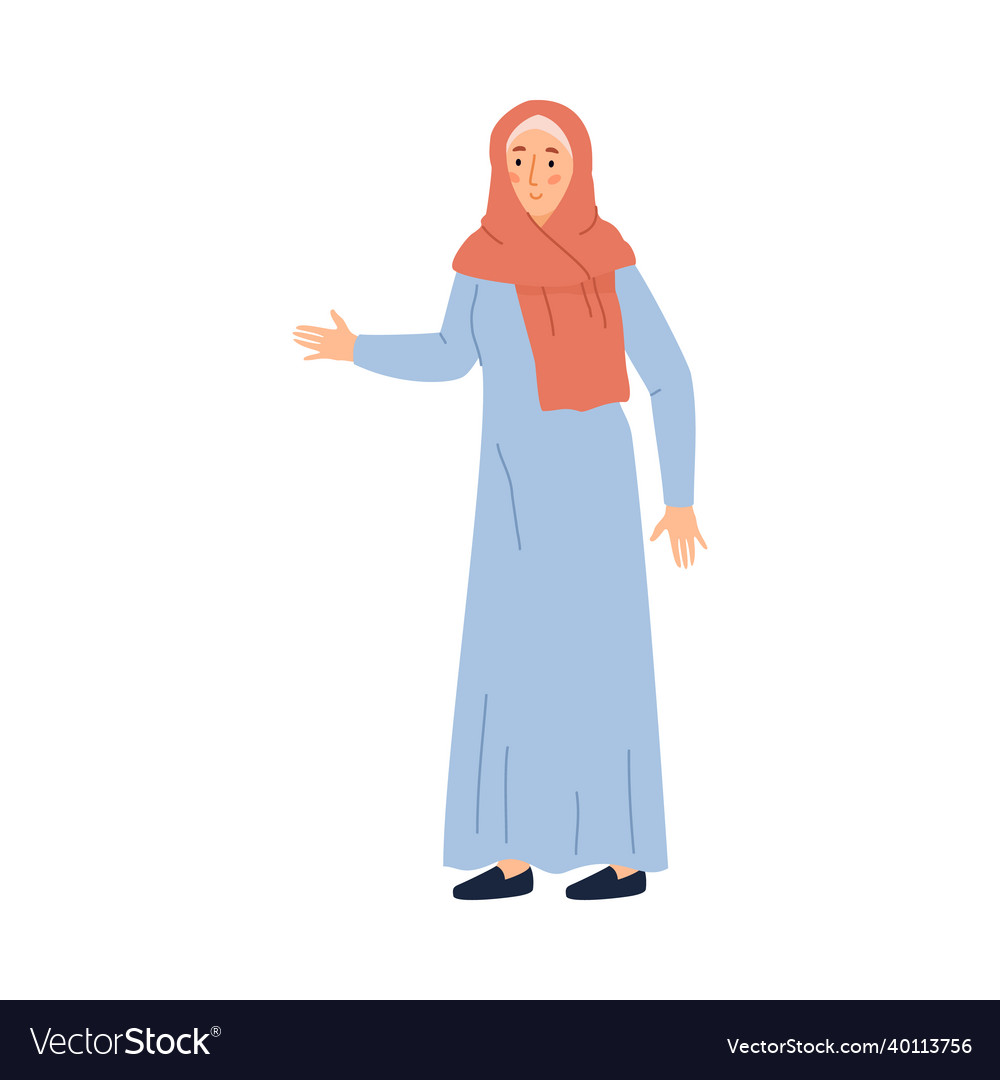 Saudi woman stand and stretch out hand