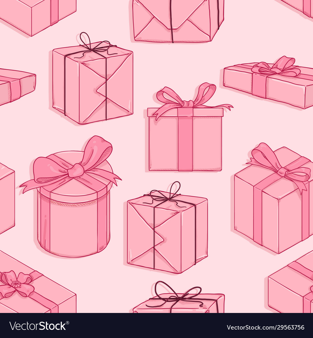 Seamless pink pattern cartoon gift boxes