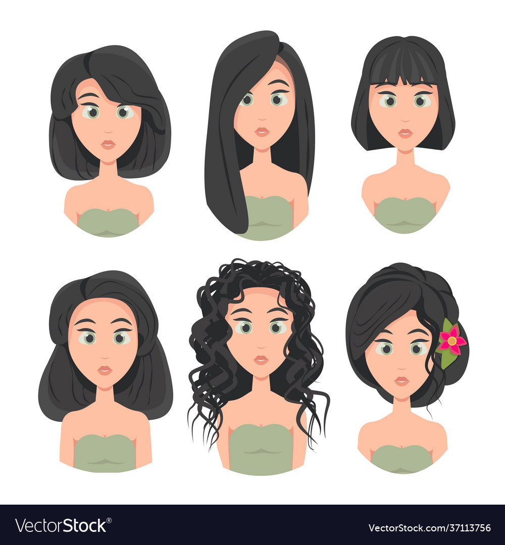 Set model haircuts and hairstyles portrait Vector Image Set model haircuts and hairstyles portrait Vector Image