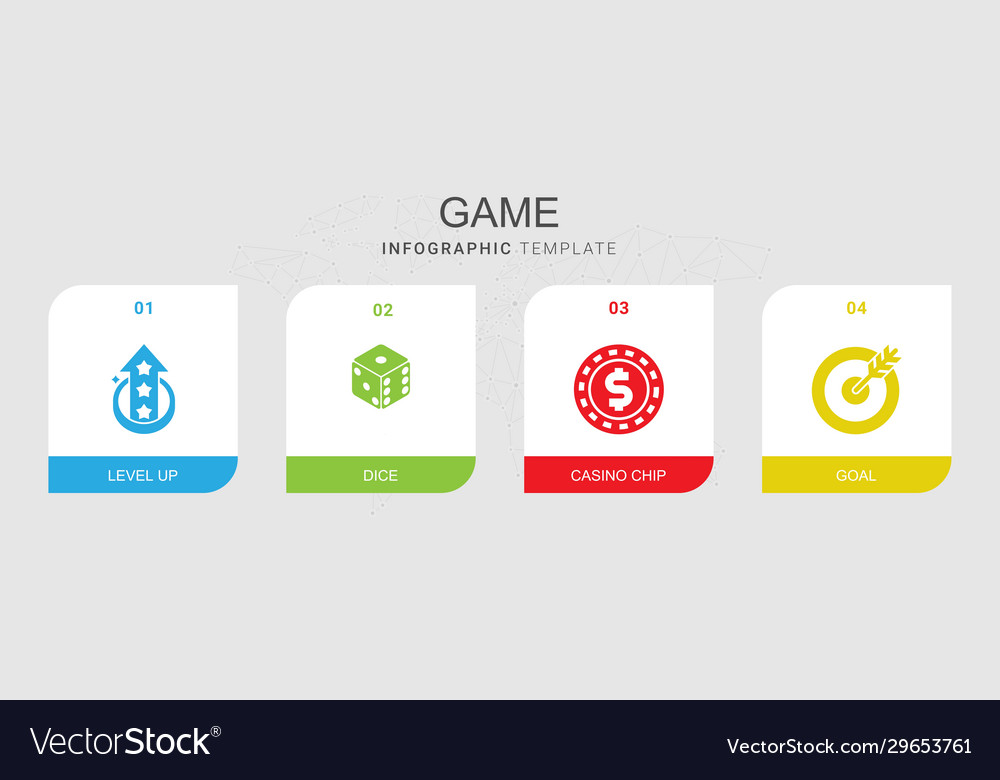 4 game filled icons set isolated on infographic