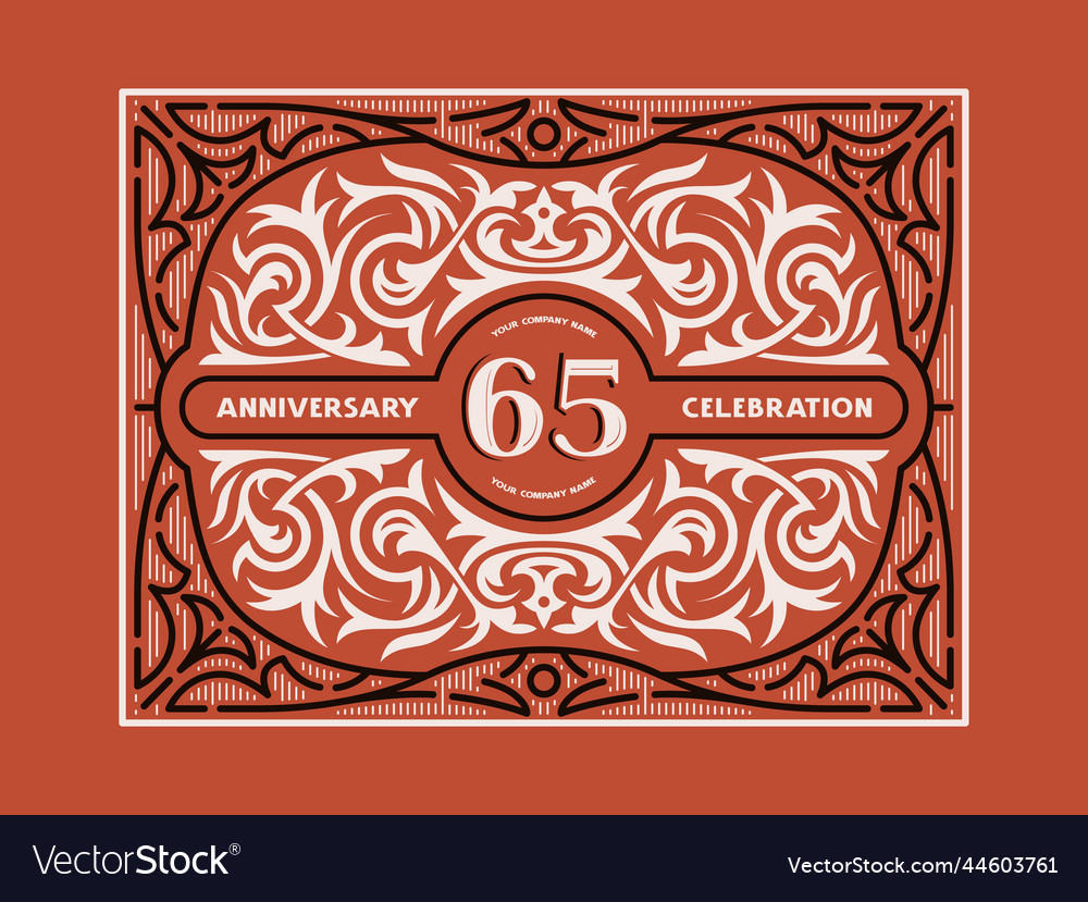 65 Years Anniversary Celebration Card Royalty Free Vector