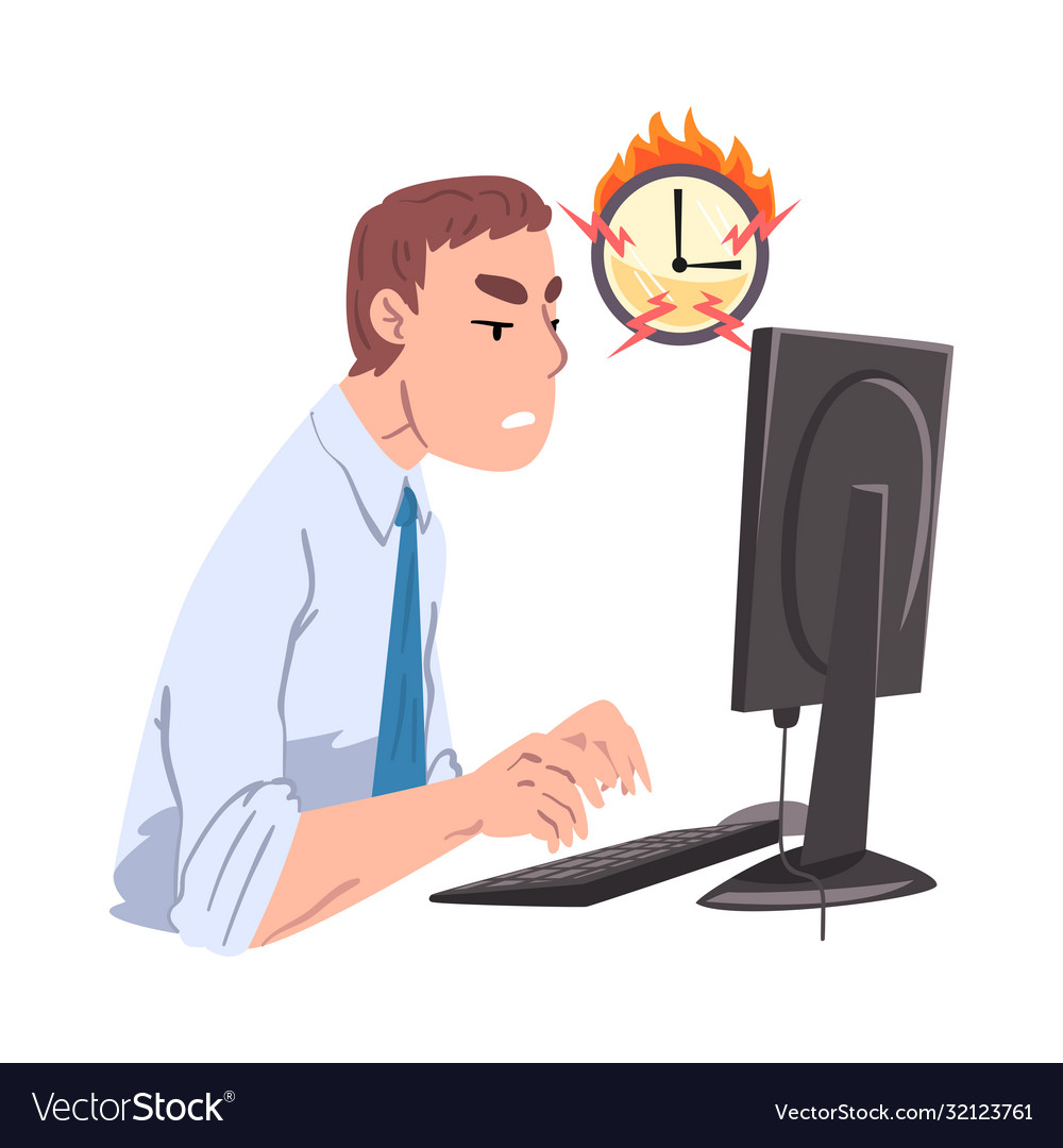 Businessman working overtime at deadline