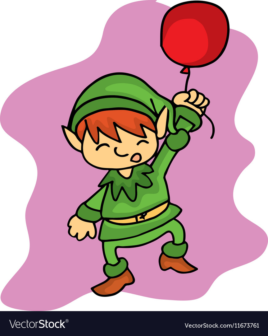 Christmas elf helper with balloon