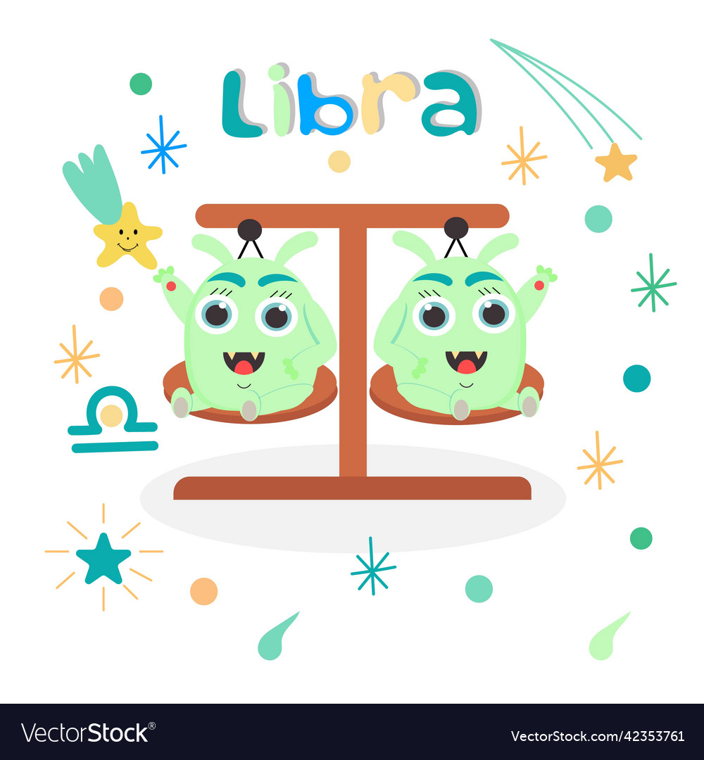 Cute cartoon zodiac monster libra