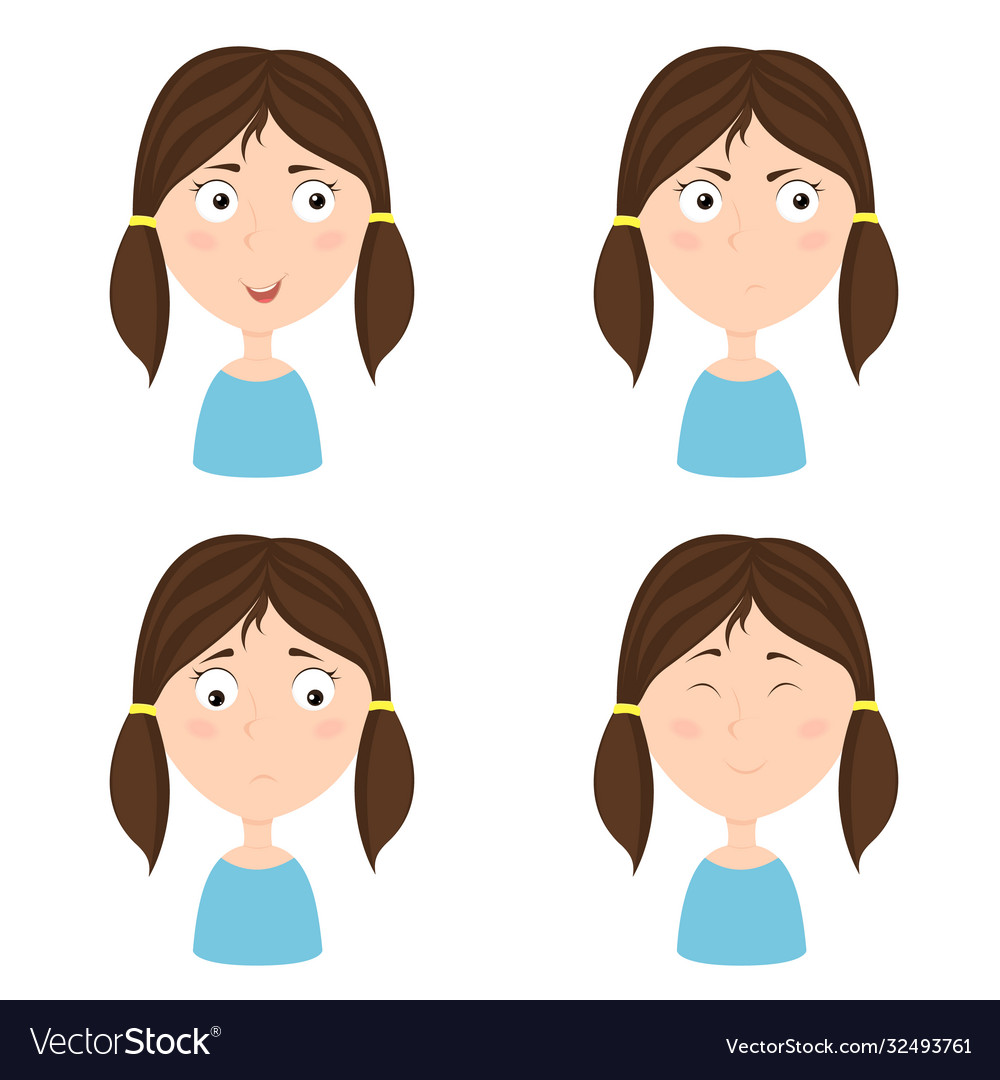 Cute girl with different emotions