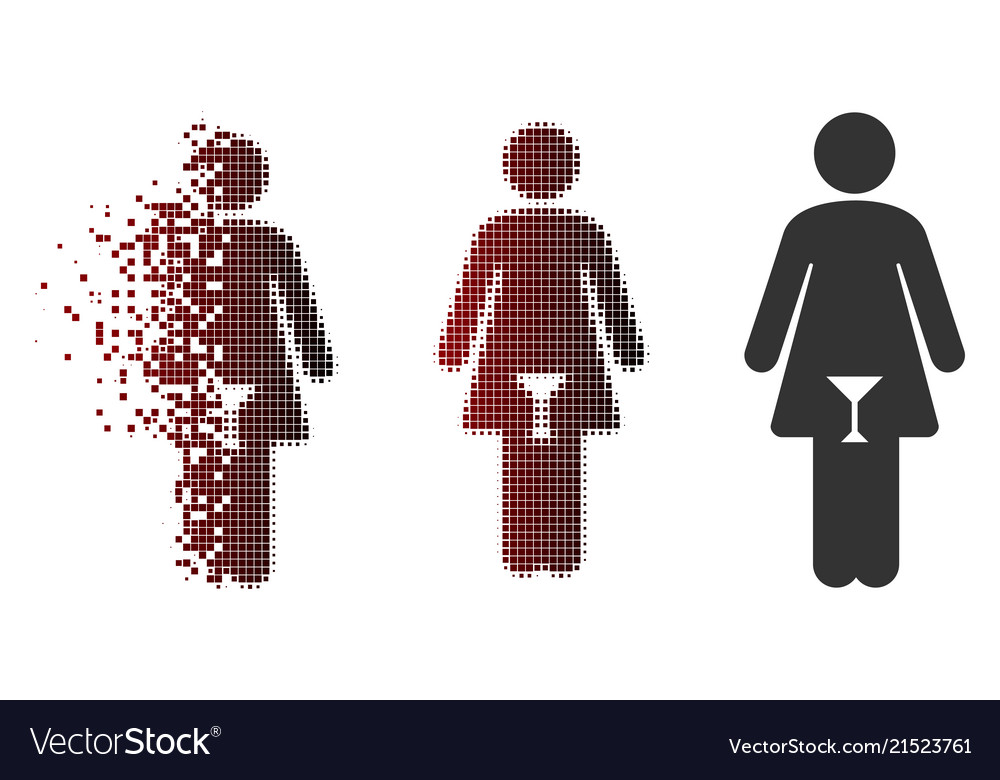 Dispersed pixel halftone woman icon