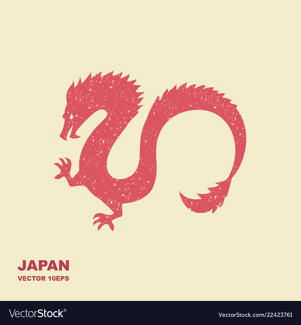 Dragon sign flat with scuffing vector image Dragon sign flat with scuffing