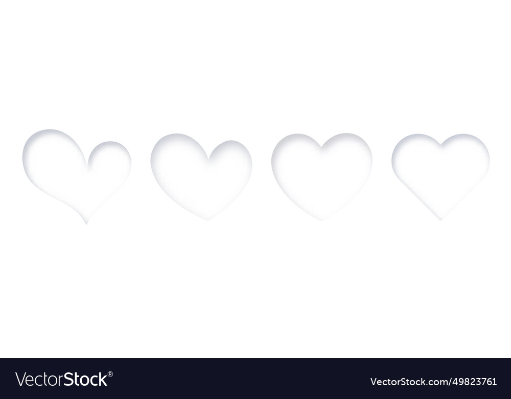 Heart shape holes through white background blank