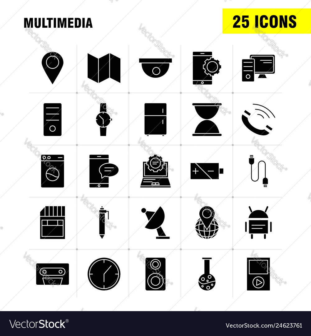 Multimedia solide Glyph-Symbol für Webdruck