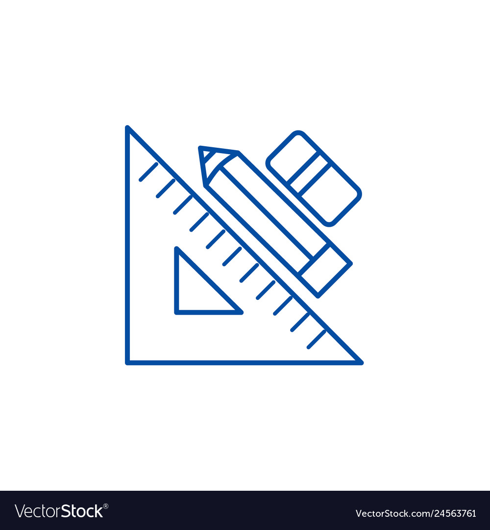 Rule pen and erasergraphic tools line icon