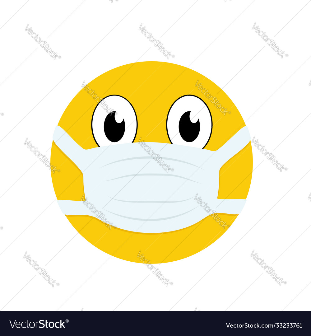 Smiling face with mask on mouth white