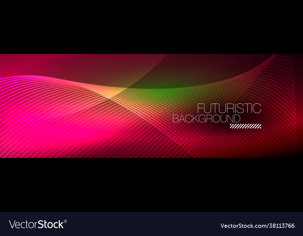 Abstract neon glowing light in dark with waves Vector Image