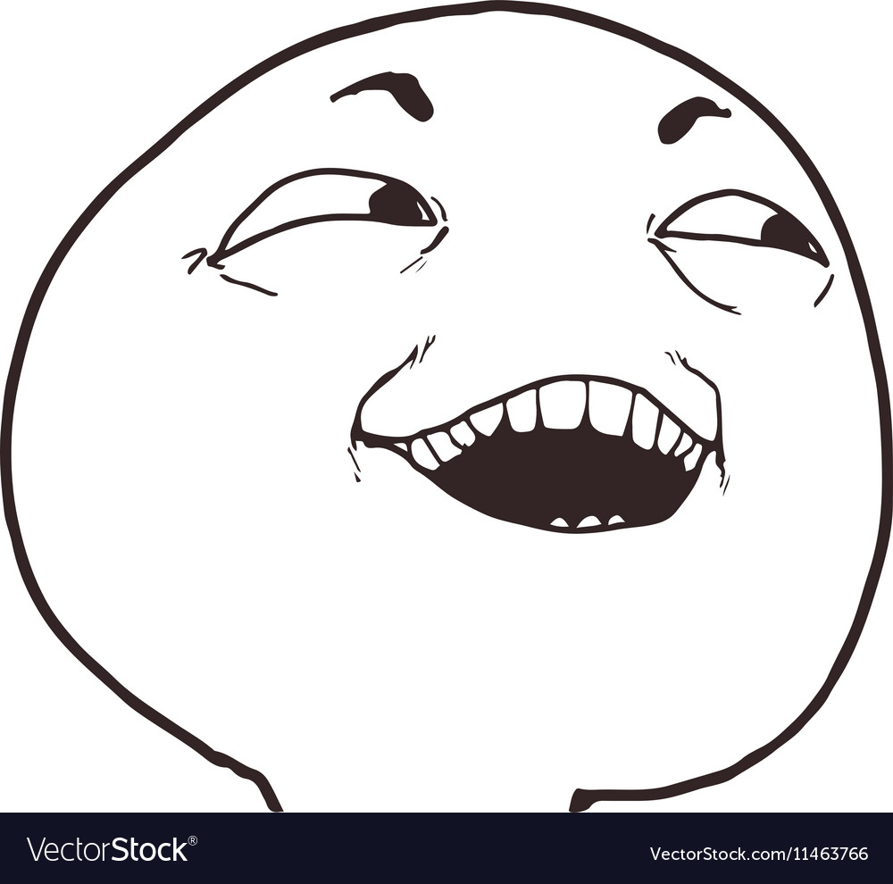 LOL happy guy meme face for any design Royalty Free Vector