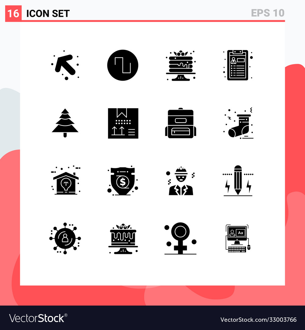 Modern set 16 solid glyphs and symbols