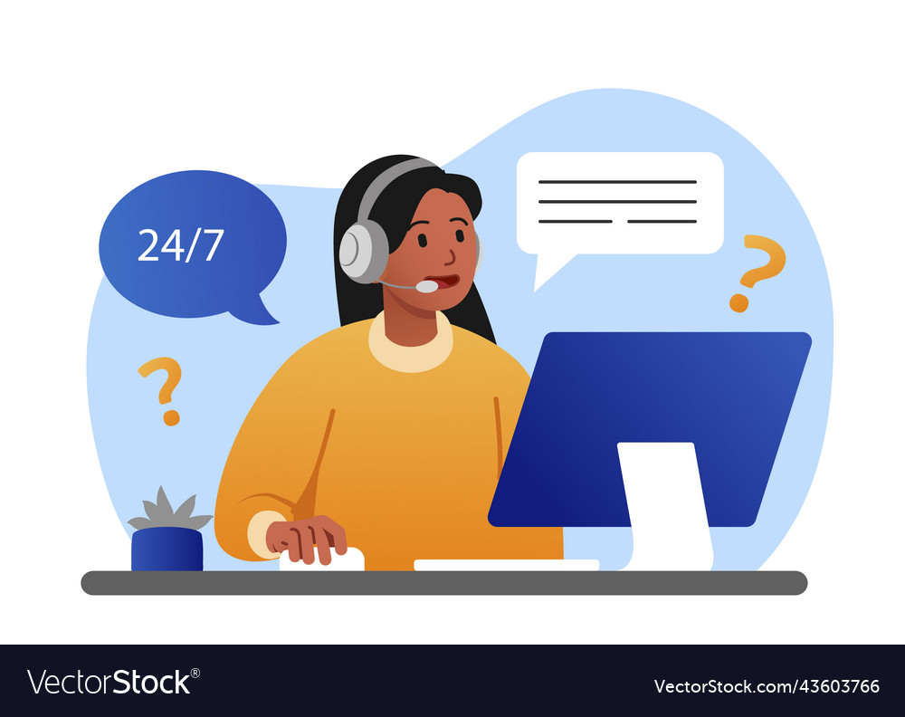 Service 24 7 customers support concept Royalty Free Vector