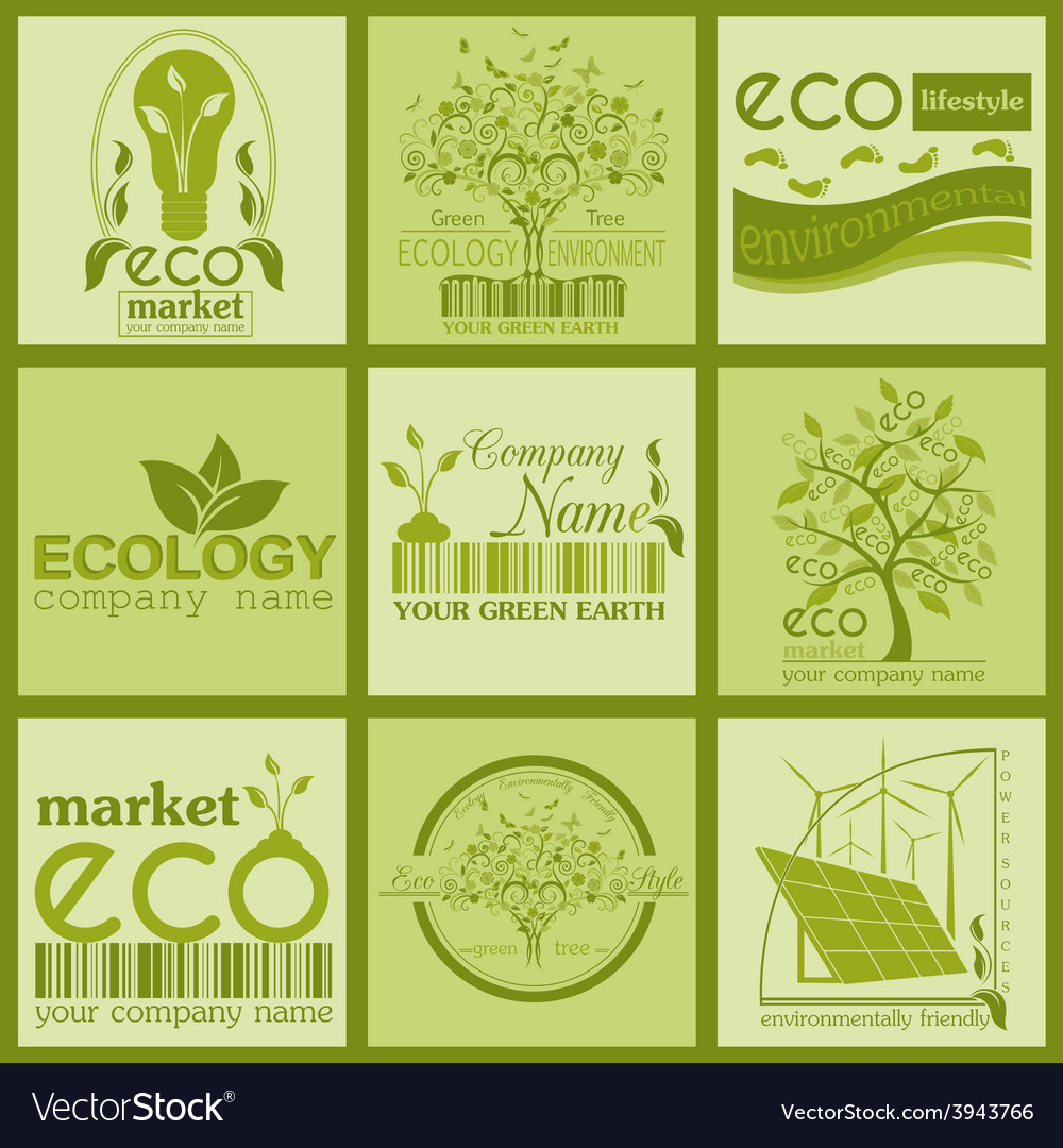 set of ecology environment and recycling logos vector image recycling logos