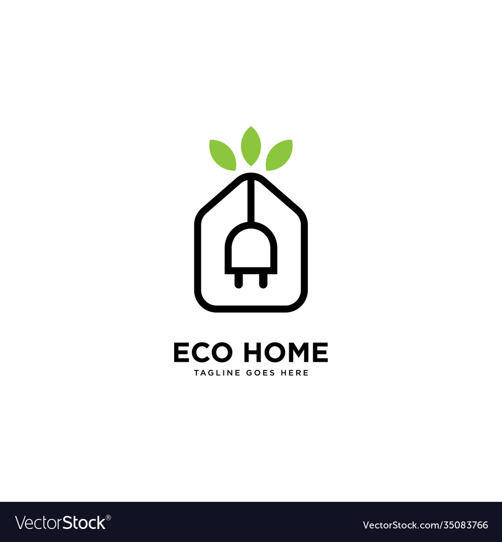 Smart home logo simple line template Royalty Free Vector