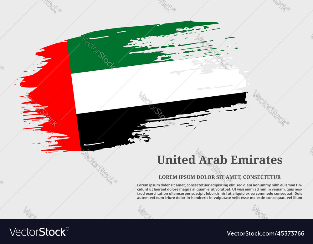 United arab emirates flag grunge brush and poster Vector Image