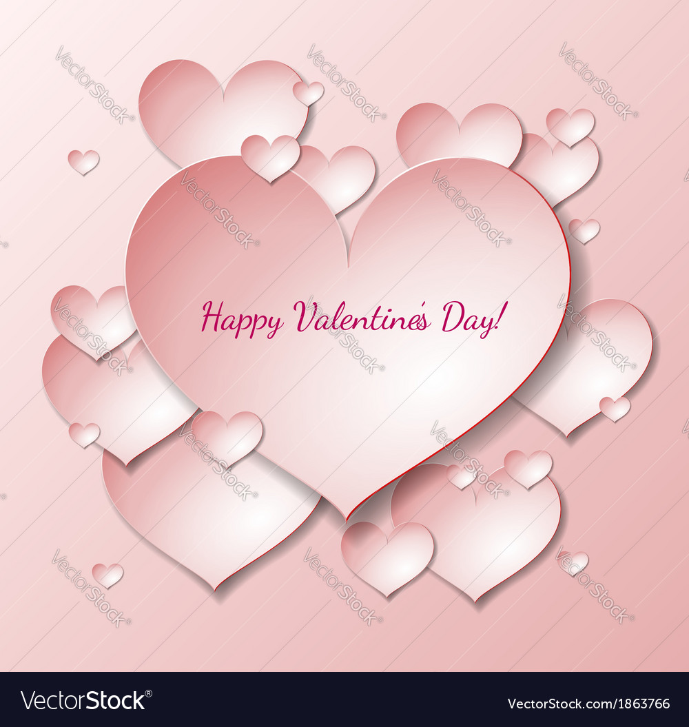 Valentines Day Card With Paper Heart Notes Vector Image