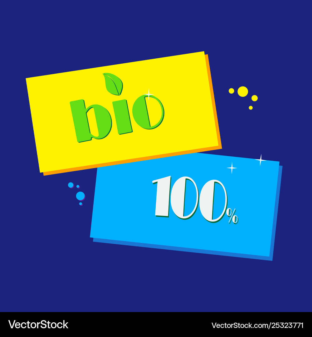 Bio product organic leaves emblems stickers Vector Image