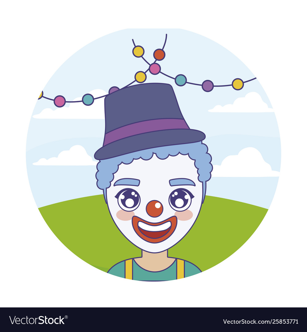 Clown Circus With Garlands Hanging In Frame Vector Image