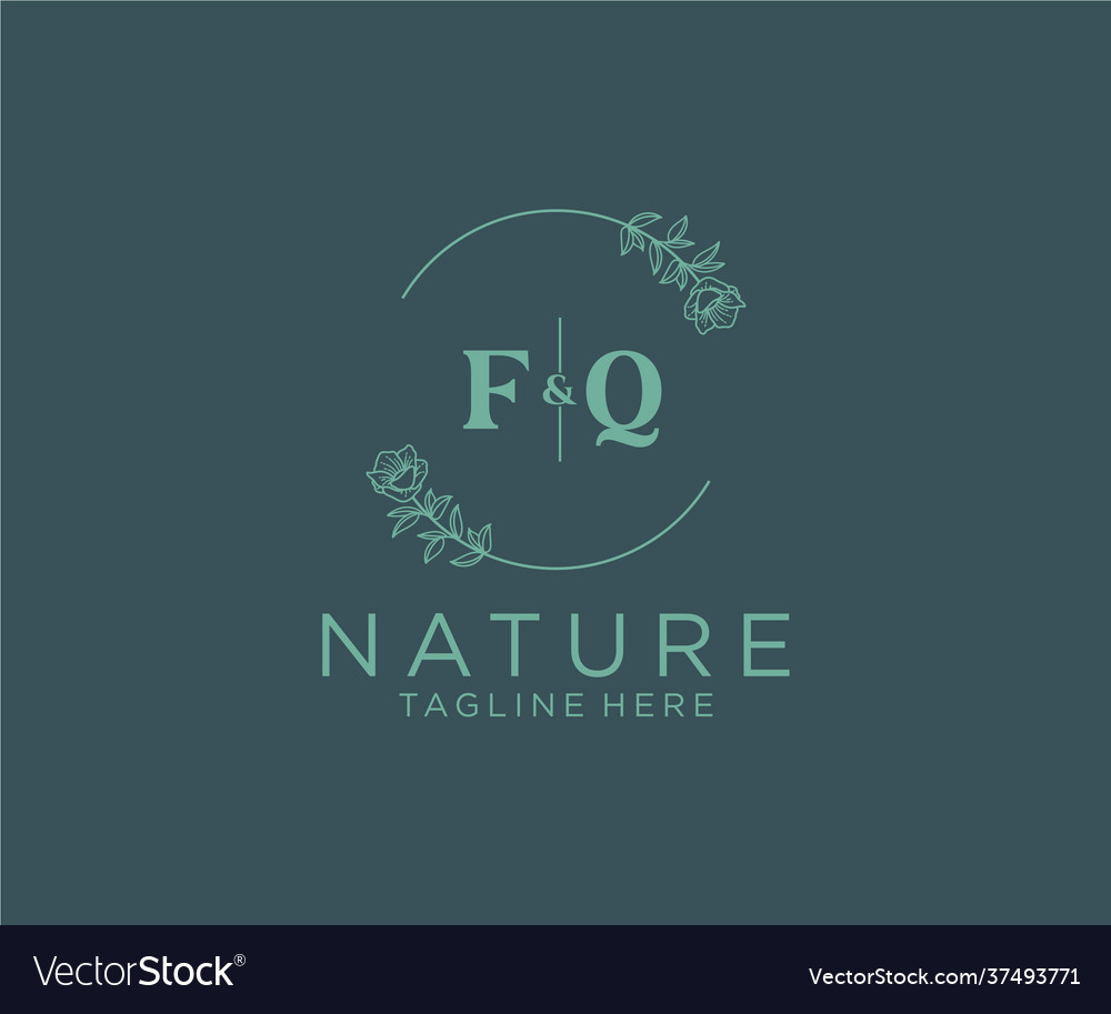 Initial fq letters botanical feminine logo